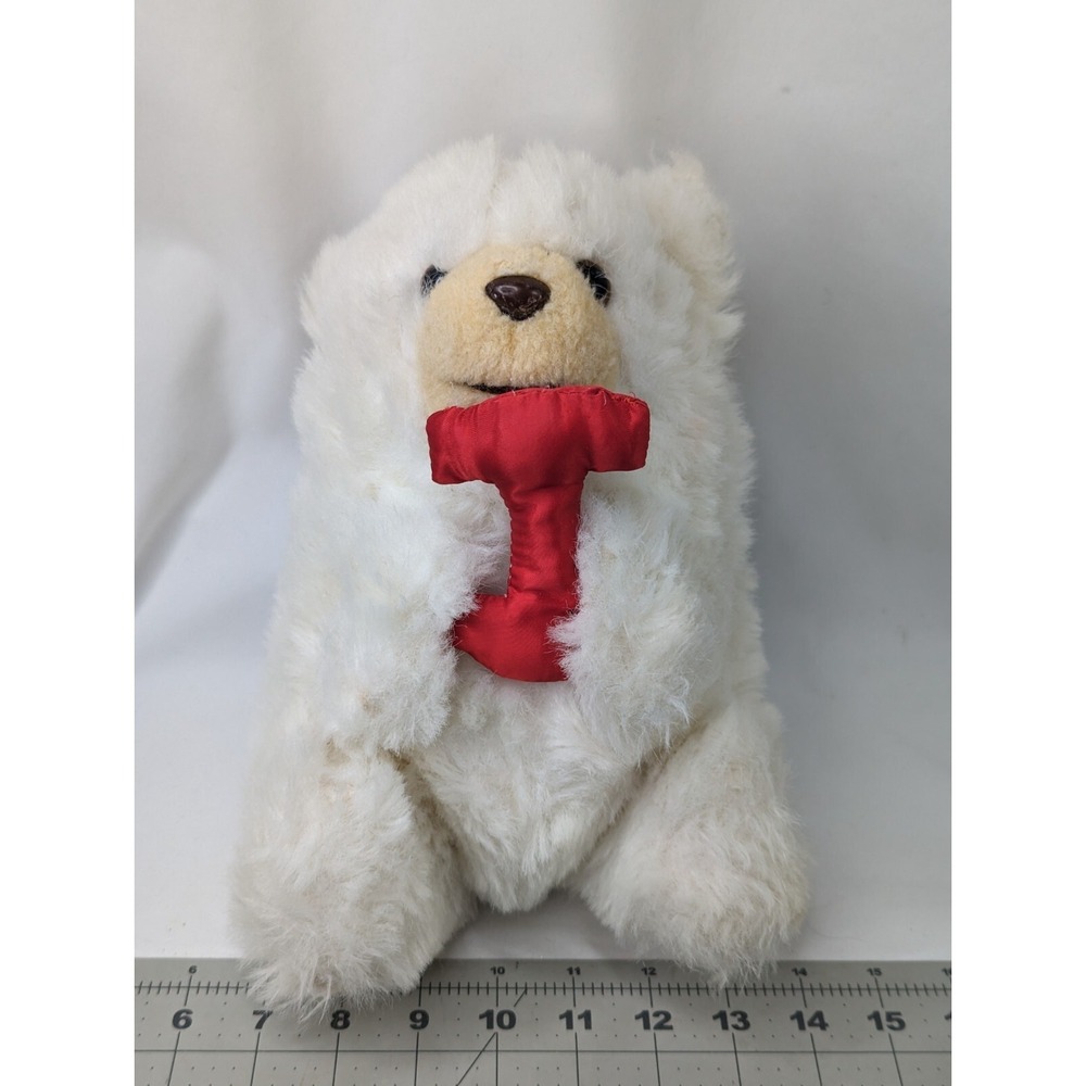 Animal Fair White Bear Plush 10 Inch Red‎ Letter Stuffed Animal Toy